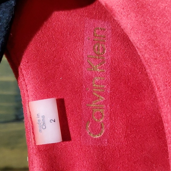 CK CALVIN KLEIN COLOR BLOCK RED BLACK SUEDE DRESS SIZE 2 - Picture 5 of 9